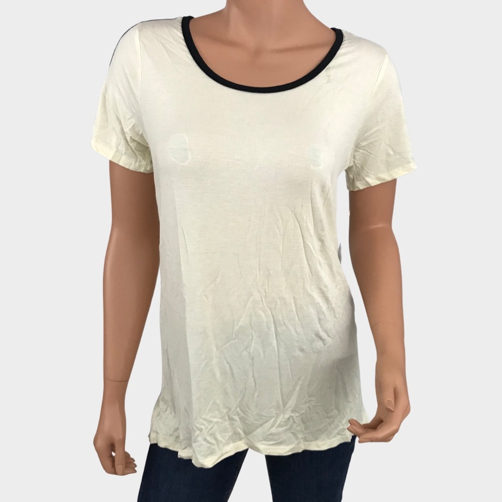 LuLaRoe Classic T Cream/Yellow with Black Trim - XS - New with Flaws